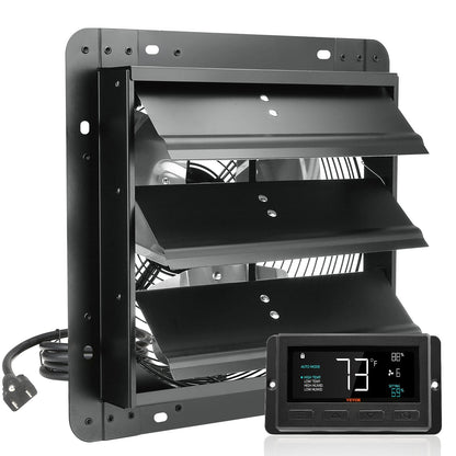 Wall Mount Attic Fan, 0.3m, Temperature & Humidity Control, 904 CFM Ventilation