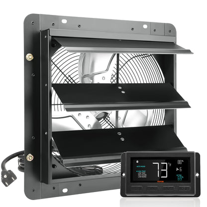 VEVOR Shutter Exhaust Fan, 356 mm / 14inch with Temperature Humidity Controller,