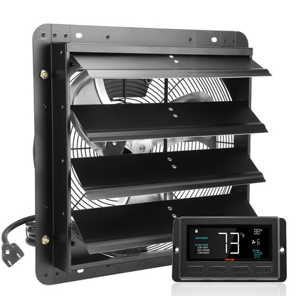 VEVOR Shutter Exhaust Fan, 406 mm /16inch with Temperature Humidity Controller,