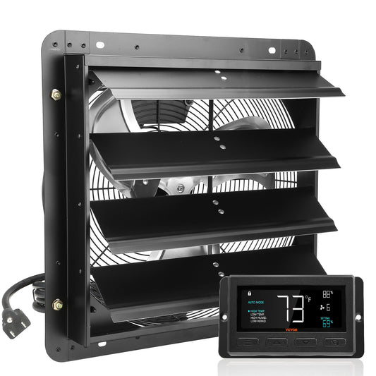 VEVOR Shutter Exhaust Fan, 406 mm /16inch with Temperature Humidity Controller,