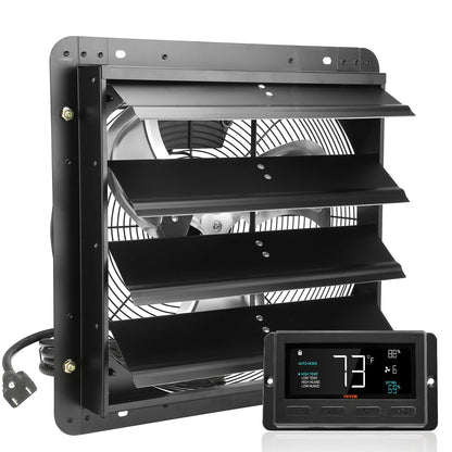 Wall Mount Exhaust Fan with Temp & Humidity Control, 406mm, 1747 CFM, Black