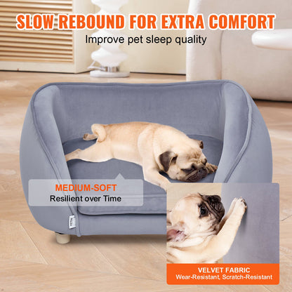 VEVOR Pet Sofa, Dog Couch for Small Dogs and Cats, 27x15x15 inch Soft Velvety Dog