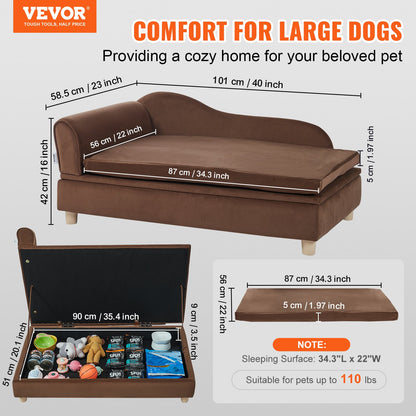 VEVOR Pet Sofa, Dog Couch for Large-Sized Dogs and Cats, 36 x23x16 inch Soft Velvety