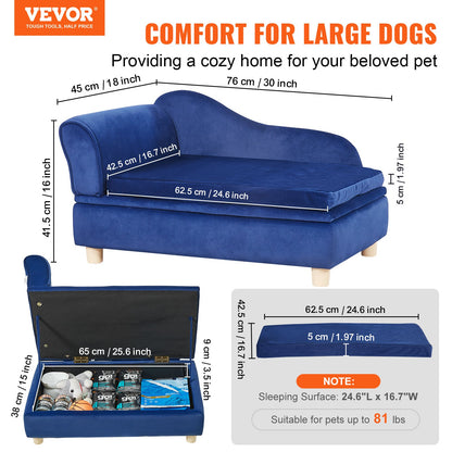 VEVOR Pet Sofa, Dog Couch for Medium-Sized Dogs and Cats, 30x18x16 inch Soft Velvety