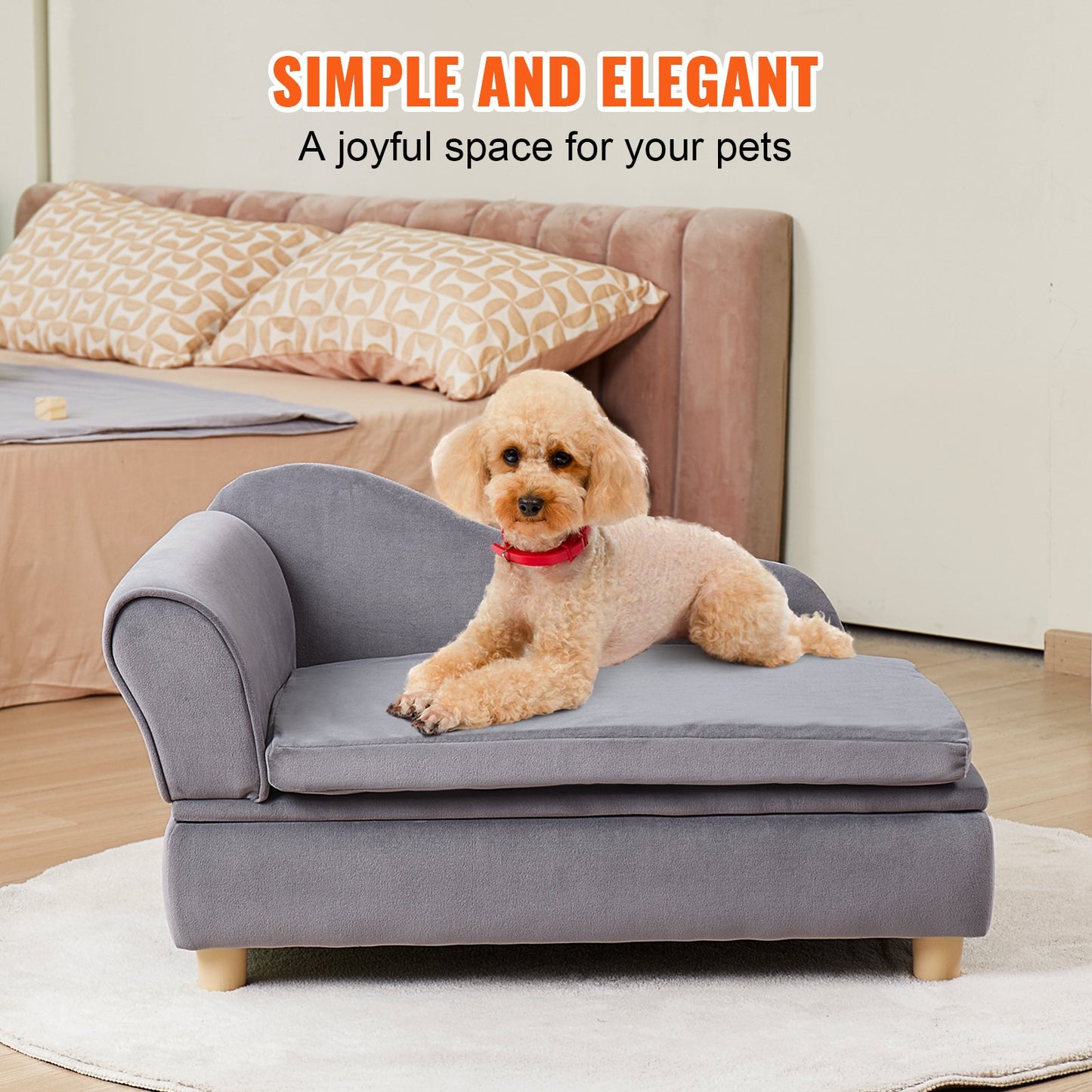 VEVOR Pet Sofa, Dog Couch for Medium-Sized Dogs and Cats, 30x18x16 inch Soft Velvety