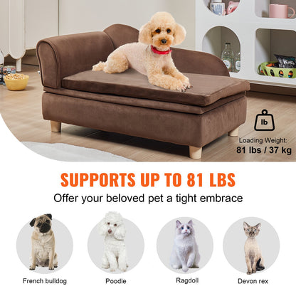 VEVOR Pet Sofa, Dog Couch for Medium-Sized Dogs and Cats, 30x18x16 inch Soft Velvety