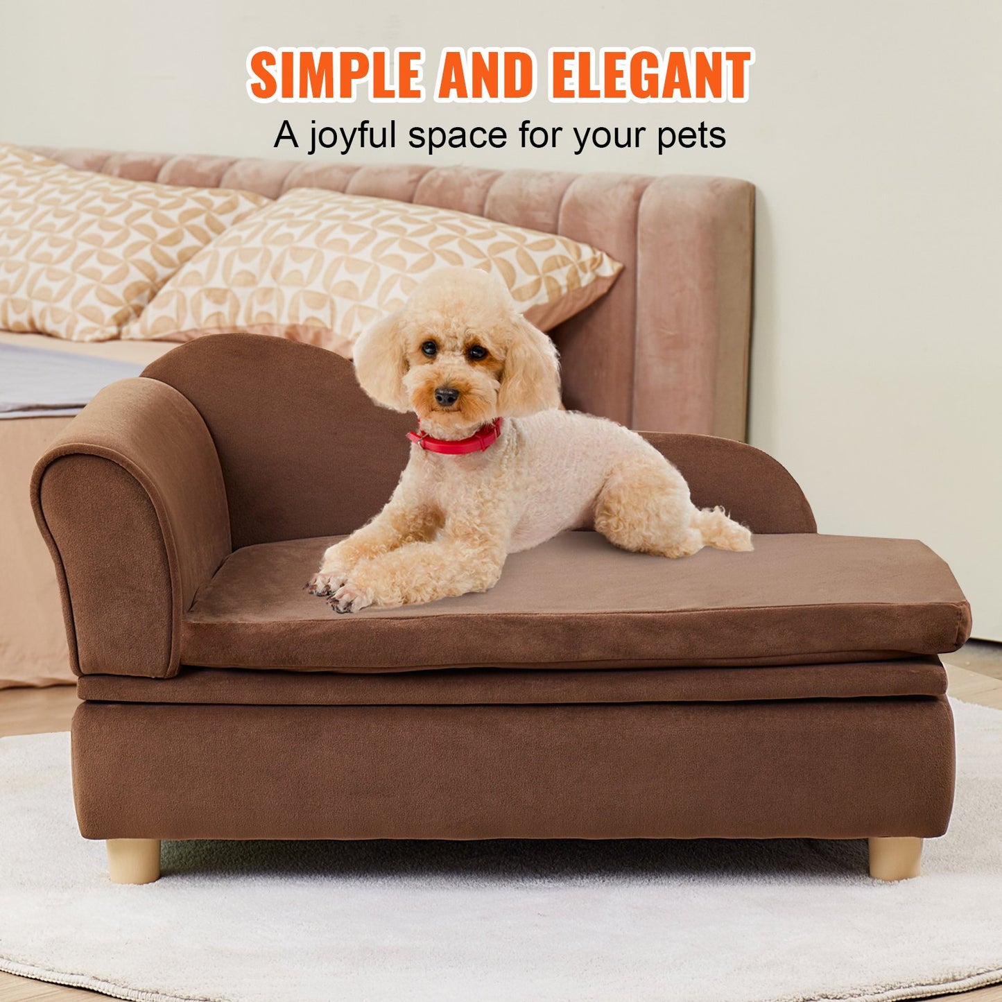 VEVOR Pet Sofa, Dog Couch for Medium-Sized Dogs and Cats, 30x18x16 inch Soft Velvety