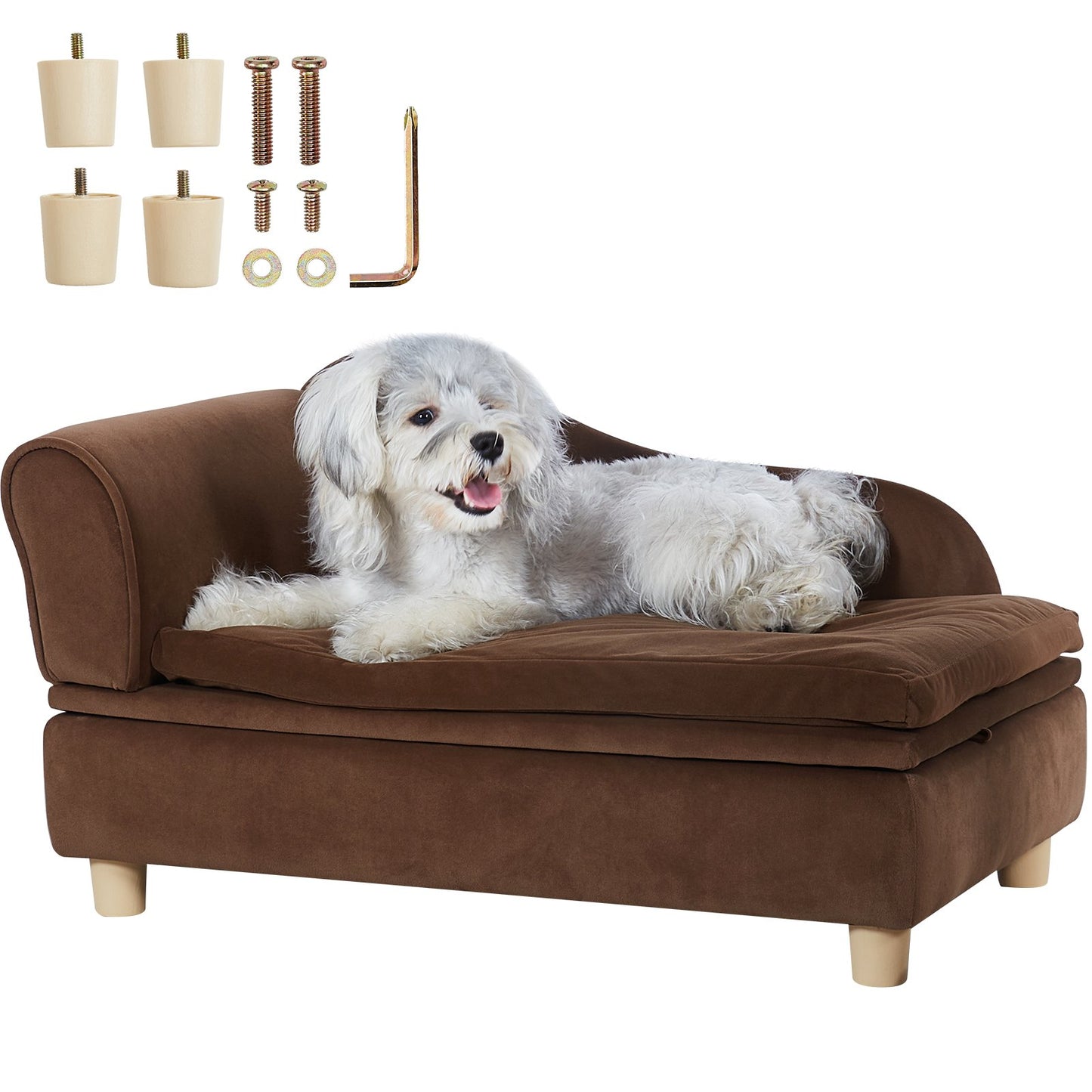 VEVOR Pet Sofa, Dog Couch for Medium-Sized Dogs and Cats, 30x18x16 inch Soft Velvety