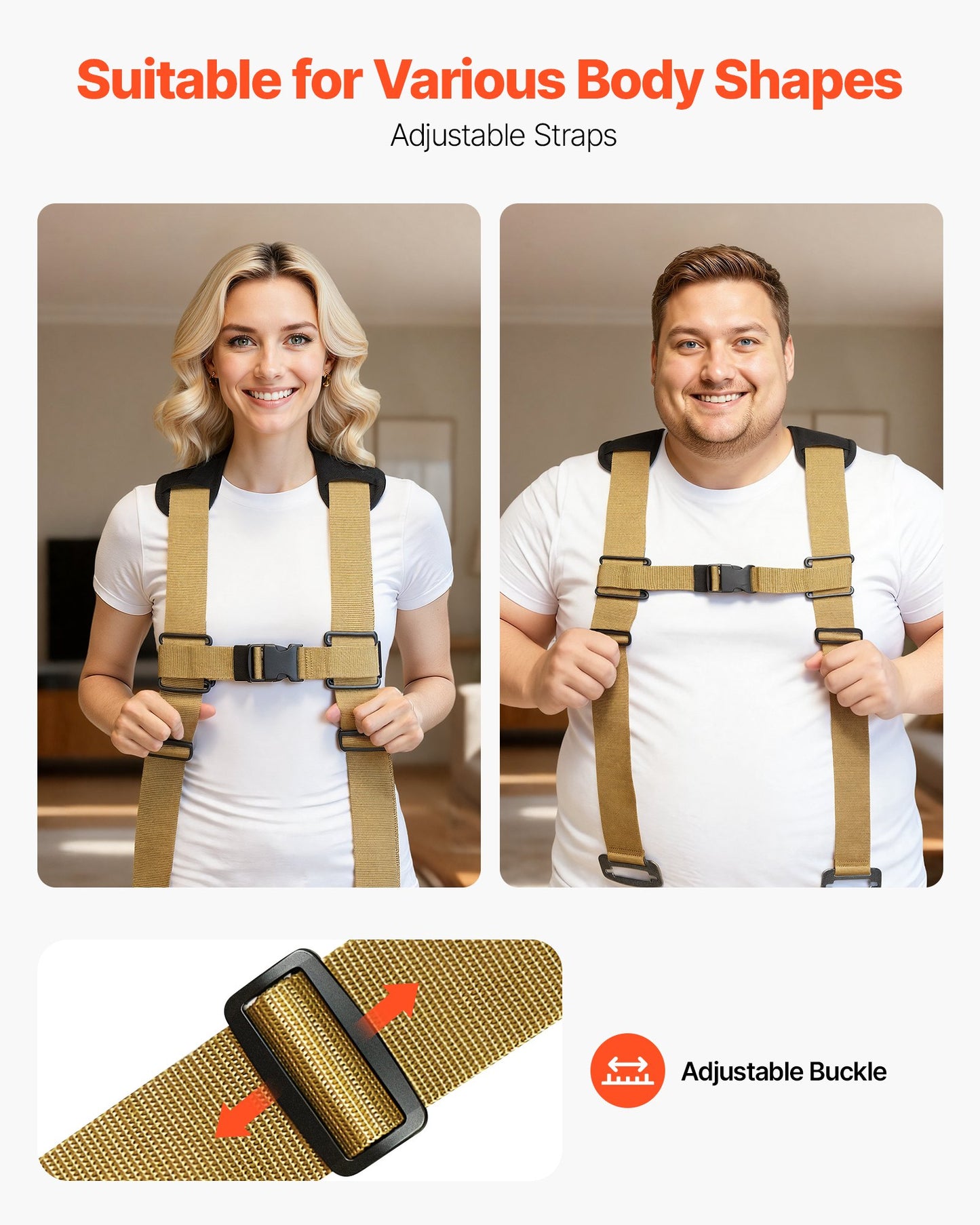 Moving Straps, Supports up to 453.6 kg, 2-Person Lifting and Moving System with 2 Harness Straps & 2 Load-bearing Straps, Adjustable Lifting Straps for Moving Furniture Appliances Mattresses