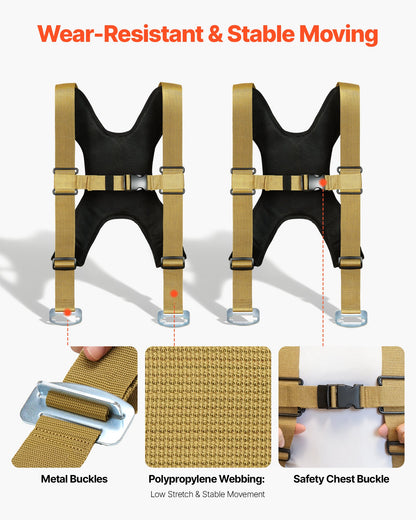 Moving Straps, Supports up to 453.6 kg, 2-Person Lifting and Moving System with 2 Harness Straps & 2 Load-bearing Straps, Adjustable Lifting Straps for Moving Furniture Appliances Mattresses
