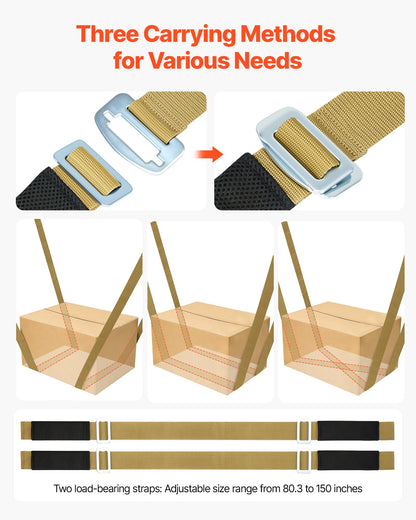 Moving Straps, Supports up to 453.6 kg, 2-Person Lifting and Moving System with 2 Harness Straps & 2 Load-bearing Straps, Adjustable Lifting Straps for Moving Furniture Appliances Mattresses