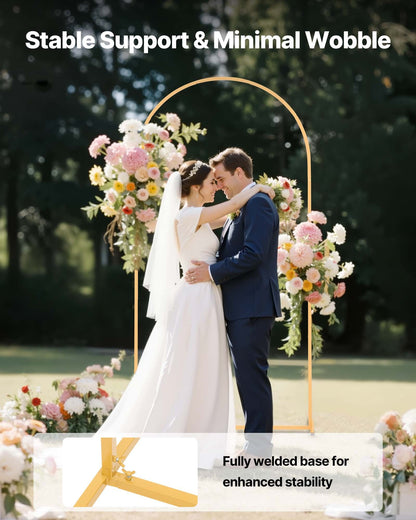 Arch Backdrop Stand, 2 x 1 m, Stable Structure, Easy Assembly, 1 Set Gold Metal Arch Backdrop Stand for Wedding, Birthday Party, Graduation, Holiday Celebration, and Ceremony Decoration