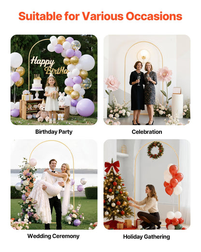 Arch Backdrop Stand, 2.2 x 1.2 m, Stable Structure, Easy Assembly, 1 Set Gold Metal Arch Backdrop Stand for Wedding, Birthday Party, Graduation, Holiday Celebration, and Ceremony Decoration