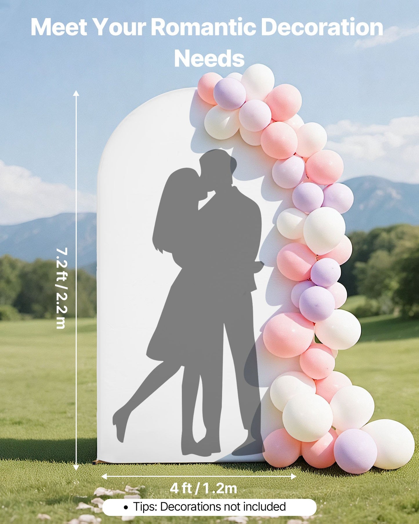 Arch Backdrop Stand, 2.2 x 1.2 m, Stable Structure, Easy Assembly, 1 Set Gold Metal Arch Backdrop Stand with Cover for Wedding, Birthday Party, Holiday Celebration, and Ceremony Decoration