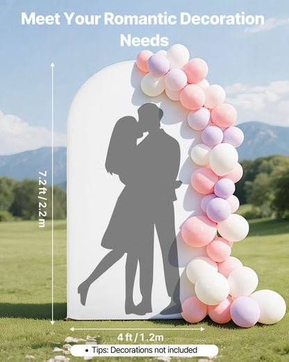 Arch Backdrop Stand, 2.2 x 1.2 m, Stable Structure, Easy Assembly, 1 Set Gold Metal Arch Backdrop Stand with Cover for Wedding, Birthday Party, Holiday Celebration, and Ceremony Decoration
