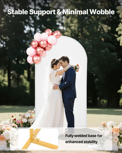 Arch Backdrop Stand, 2.2 x 1.2 m, Stable Structure, Easy Assembly, 1 Set Gold Metal Arch Backdrop Stand with Cover for Wedding, Birthday Party, Holiday Celebration, and Ceremony Decoration