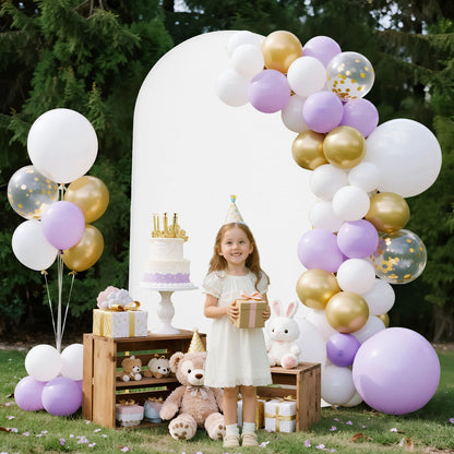 Arch Backdrop Stand, 2.2 x 1.2 m, Stable Structure, Easy Assembly, 1 Set Gold Metal Arch Backdrop Stand with Cover for Wedding, Birthday Party, Holiday Celebration, and Ceremony Decoration