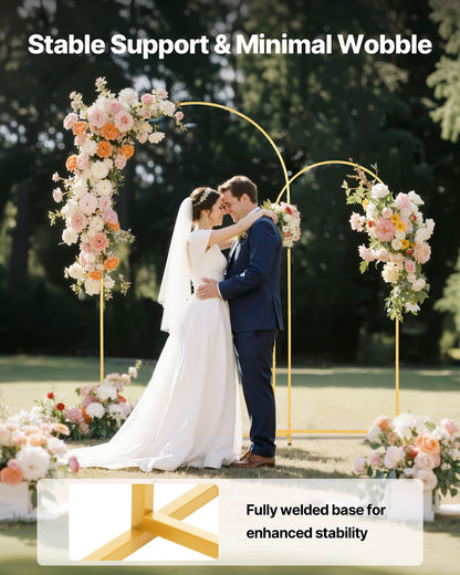 Arch Backdrop Stand, Set of 2, 2.2 m and 1.8 m, Stable Structure, Easy Assembly, Gold Metal Arch Backdrop Stand for Wedding, Birthday Party, Graduation, Celebration, and Ceremony Decoration