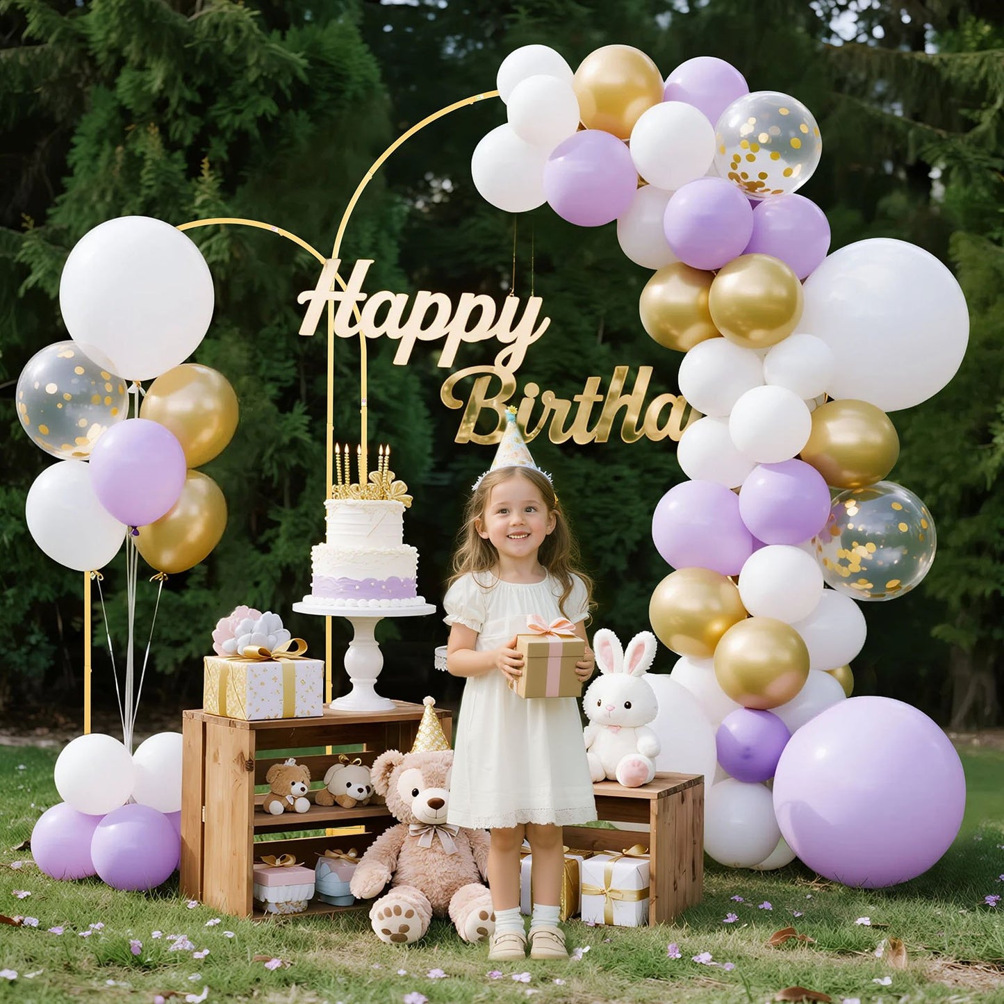 Arch Backdrop Stand, Set of 2, 2.2 m and 1.8 m, Stable Structure, Easy Assembly, Gold Metal Arch Backdrop Stand for Wedding, Birthday Party, Graduation, Celebration, and Ceremony Decoration