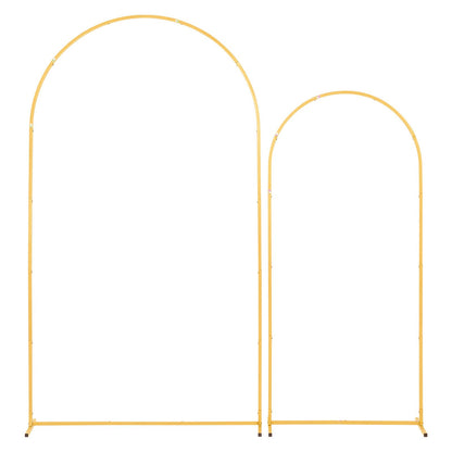 Arch Backdrop Stand, Set of 2, 2.2 m and 1.8 m, Stable Structure, Easy Assembly, Gold Metal Arch Backdrop Stand for Wedding, Birthday Party, Graduation, Celebration, and Ceremony Decoration