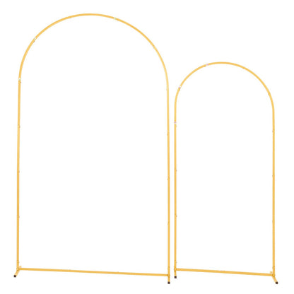 Arch Backdrop Stand, Set of 2, 2.2 m and 1.8 m, Stable Structure, Easy Assembly, Gold Metal Arch Backdrop Stand for Wedding, Birthday Party, Graduation, Celebration, and Ceremony Decoration