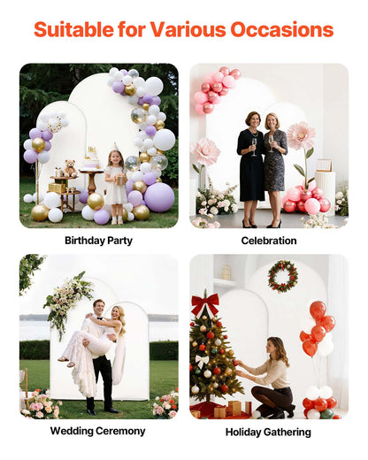 Arch Backdrop Stand, Set of 2, 2.2 m and 1.8 m, Stable Structure, Easy Assembly, Gold Metal Arch Backdrop Stand with Cover for Wedding, Birthday Party, Celebration, and Ceremony Decoration