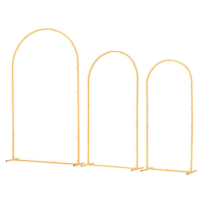 Arch Backdrop Stand, Set of 3, 2.2/2/1.8 m , Stable Structure, Easy Assembly, Gold Metal Arch Backdrop Stand for Wedding, Birthday Party, Graduation, Holiday Celebration, and Ceremony Decoration