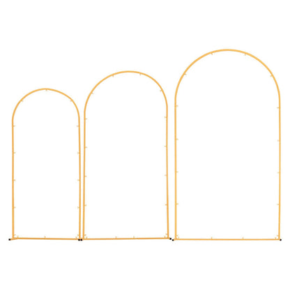 Arch Backdrop Stand, Set of 3, 2.2/2/1.8 m , Stable Structure, Easy Assembly, Gold Metal Arch Backdrop Stand for Wedding, Birthday Party, Graduation, Holiday Celebration, and Ceremony Decoration