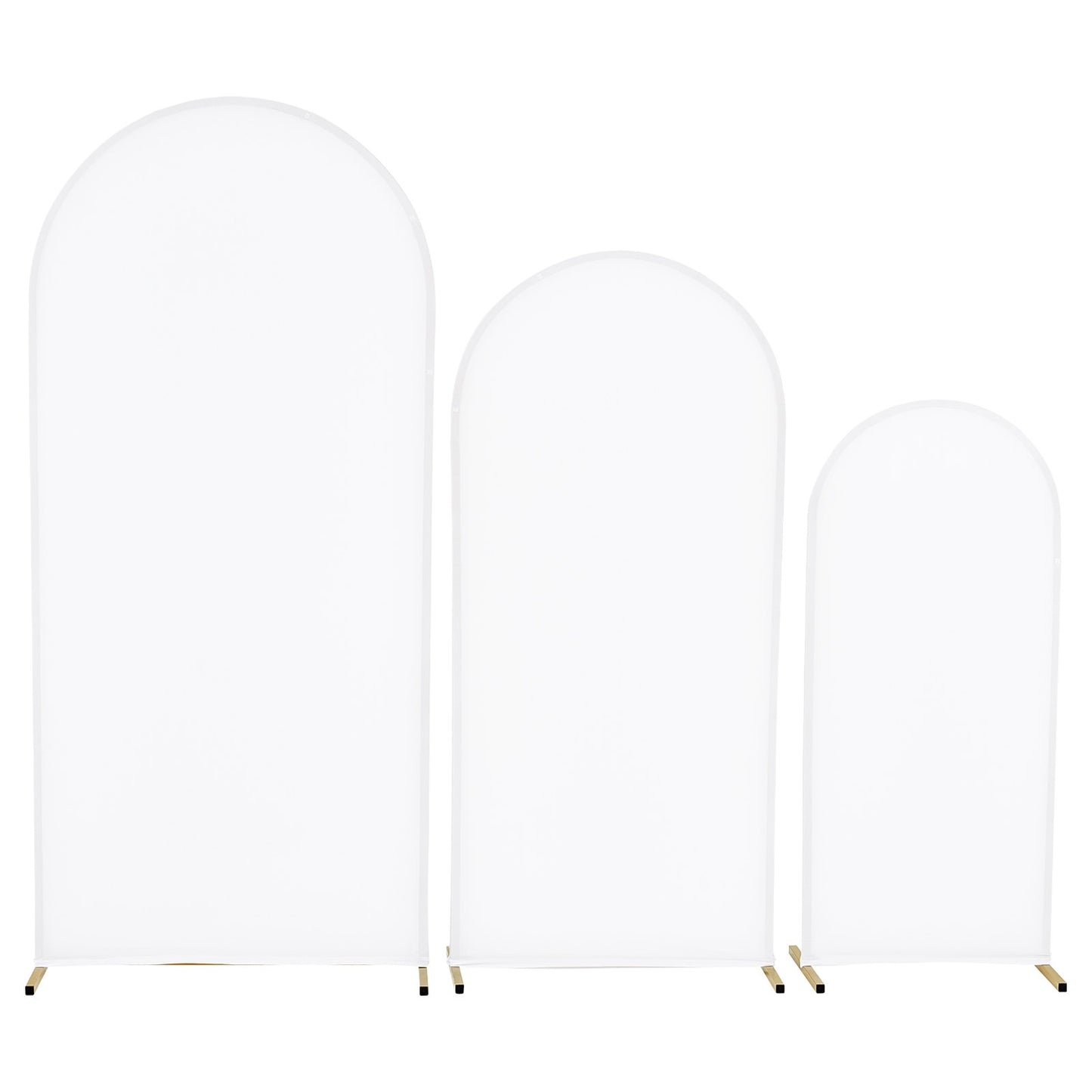 Arch Backdrop Stand, Set of 3, 1.8/1.5/1.2 m, Stable Structure, Easy Assembly, Gold Metal Arch Backdrop Stand with Cover, for Wedding, Birthday Party, Celebration, and Ceremony Decoration
