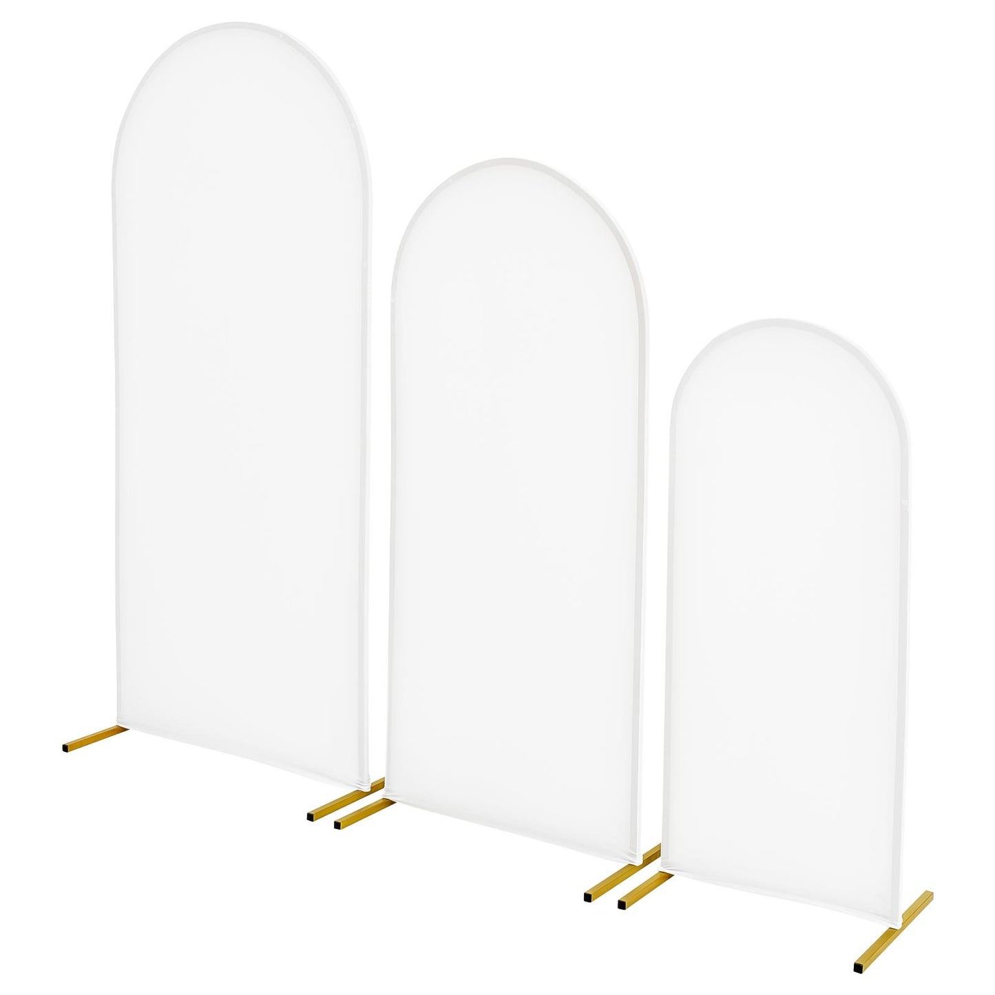 Arch Backdrop Stand, Set of 3, 1.8/1.5/1.2 m, Stable Structure, Easy Assembly, Gold Metal Arch Backdrop Stand with Cover, for Wedding, Birthday Party, Celebration, and Ceremony Decoration