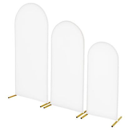 Arch Backdrop Stand, Set of 3, 1.8/1.5/1.2 m, Stable Structure, Easy Assembly, Gold Metal Arch Backdrop Stand with Cover, for Wedding, Birthday Party, Celebration, and Ceremony Decoration