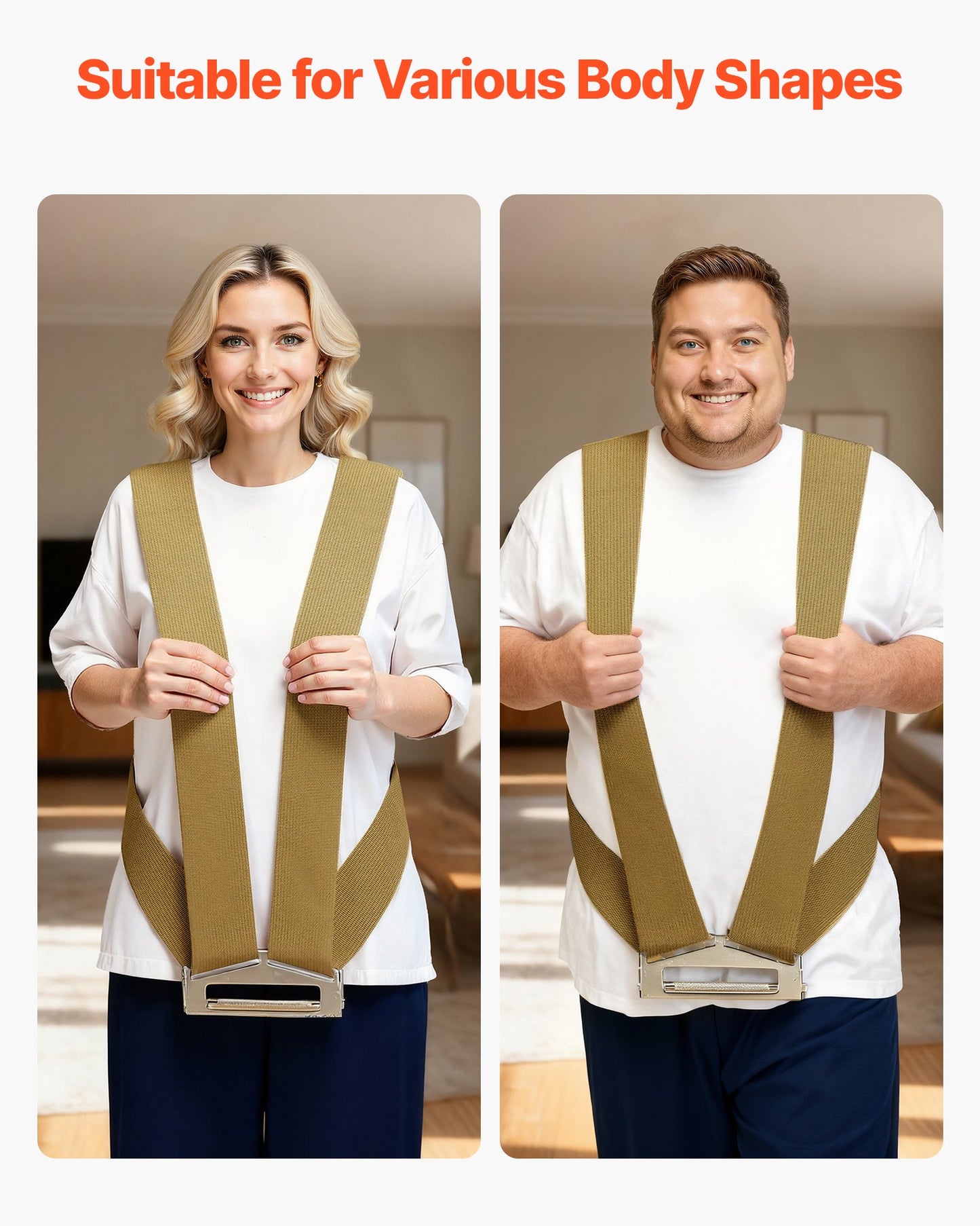 Moving Straps, Supports up to 453.6 kg, 2-Person Lifting and Moving System with 2 Harness Straps & 1 Load-bearing Strap, Adjustable Lifting Shoulder Straps Move Furniture Appliances Mattresses
