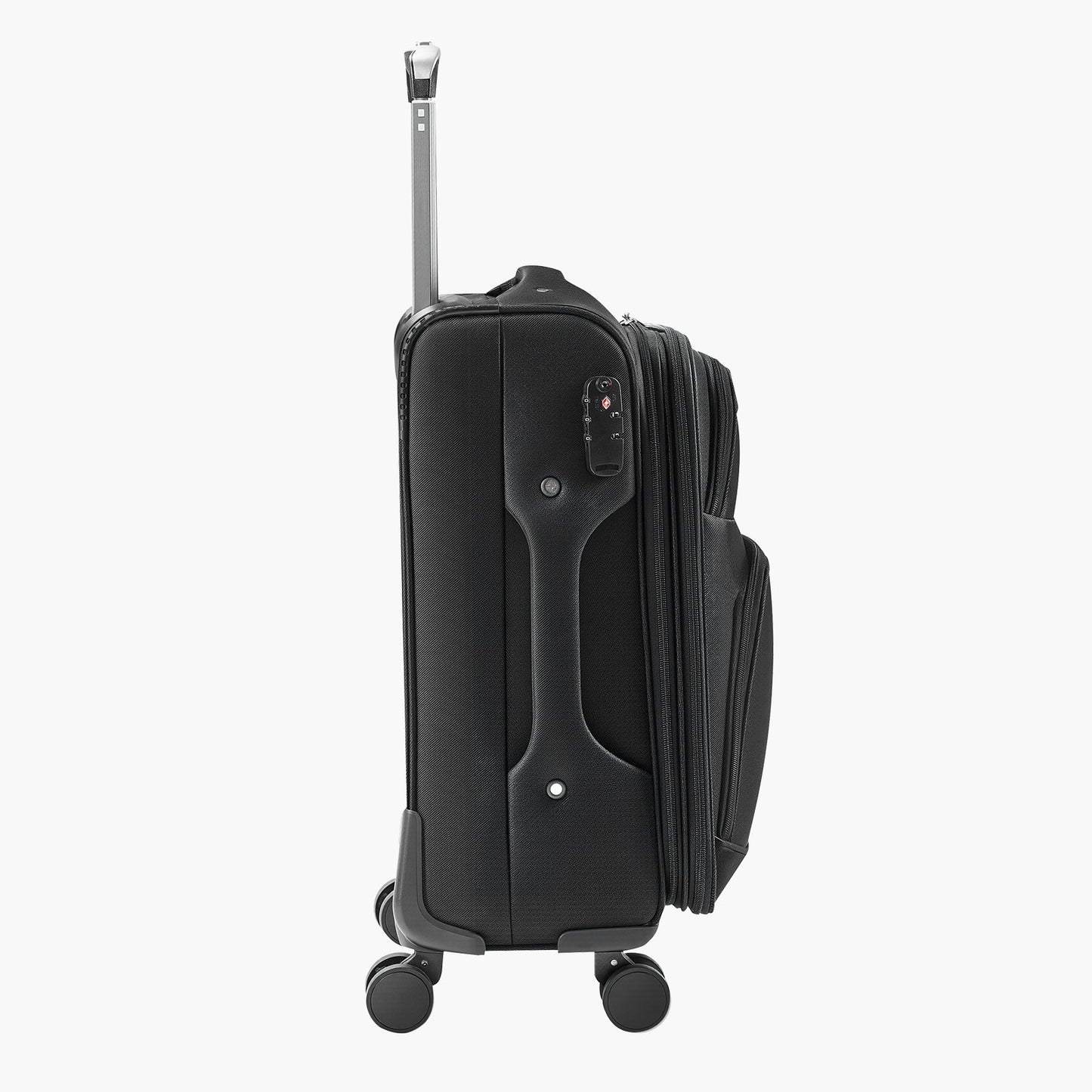 Softside Expandable Luggage with Spinner Wheels, 50.8 cm Softside Carry on Luggage, Lightweight Checked Suitcase with Expandable Zippered Pocket and TSA Lock, Black