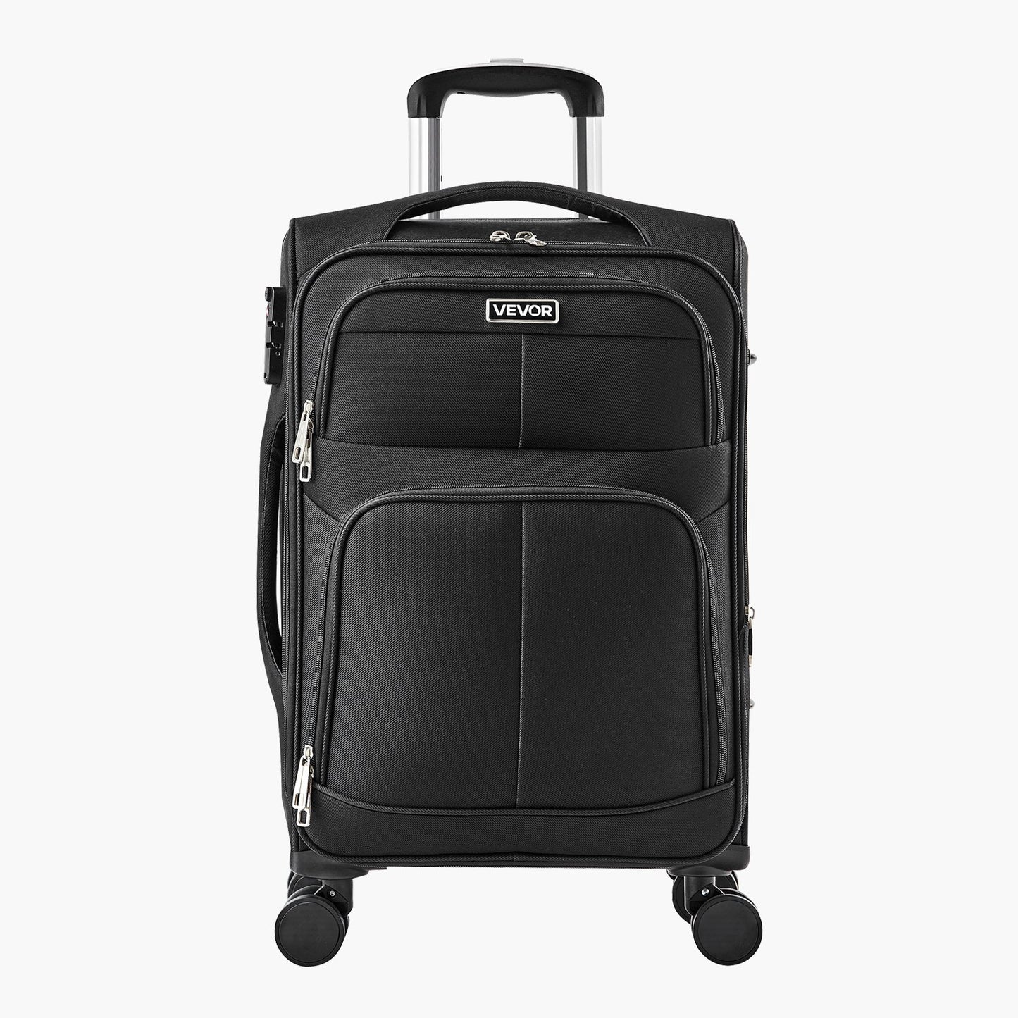Softside Expandable Luggage with Spinner Wheels, 50.8 cm Softside Carry on Luggage, Lightweight Checked Suitcase with Expandable Zippered Pocket and TSA Lock, Black