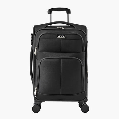 Softside Expandable Luggage with Spinner Wheels, 50.8 cm Softside Carry on Luggage, Lightweight Checked Suitcase with Expandable Zippered Pocket and TSA Lock, Black