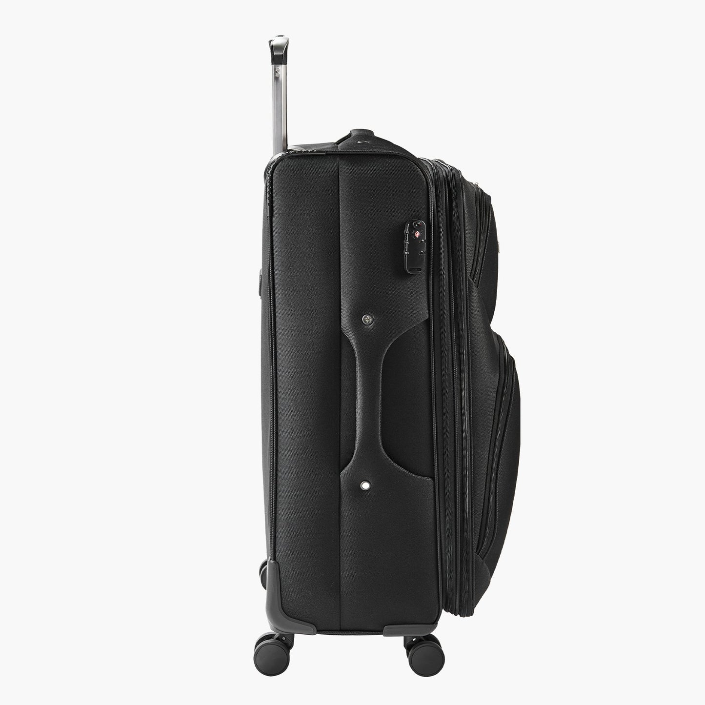 Softside Expandable Luggage with Spinner Wheels, 71 cm Softside Checked Large Luggage, Lightweight Checked Suitcase with Expandable Zippered Pocket and TSA Lock, Black