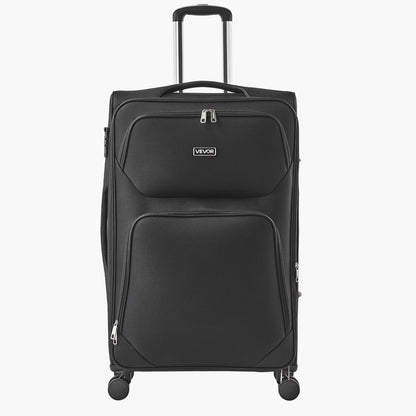 Softside Expandable Luggage with Spinner Wheels, 71 cm Softside Checked Large Luggage, Lightweight Checked Suitcase with Expandable Zippered Pocket and TSA Lock, Black