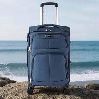 Softside Expandable Luggage with Spinner Wheels, 50.8 cm Softside Carry on Luggage, Lightweight Checked Suitcase with Expandable Zippered Pocket and TSA Lock, Blue