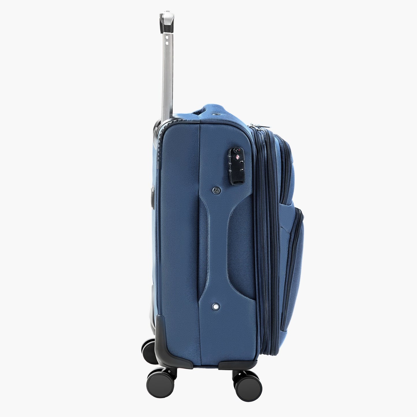 Softside Expandable Luggage with Spinner Wheels, 50.8 cm Softside Carry on Luggage, Lightweight Checked Suitcase with Expandable Zippered Pocket and TSA Lock, Blue