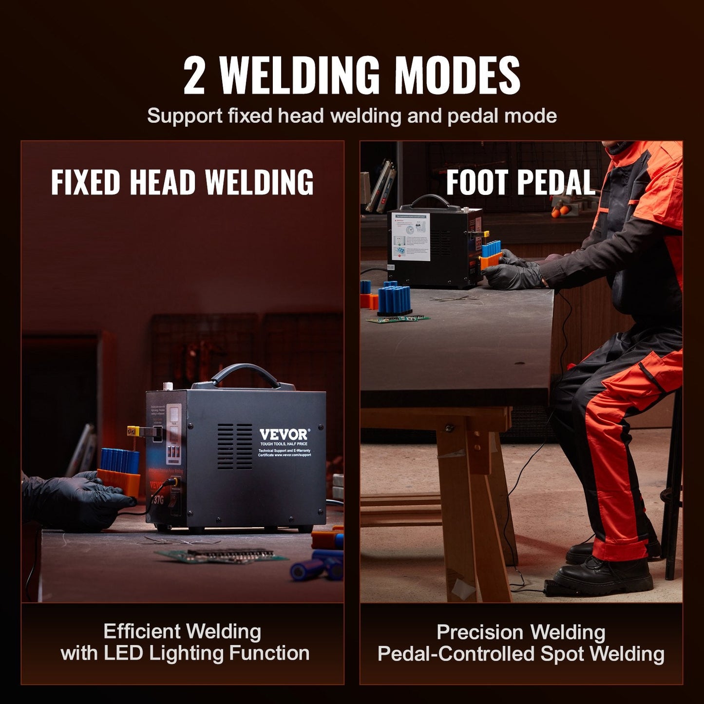 Portable Pulse Spot Welder, Dual Mode, LED Display, 0.12mm Nickel Capable