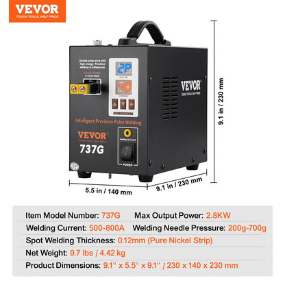 Portable Pulse Spot Welder, Dual Mode, LED Display, 0.12mm Nickel Capable