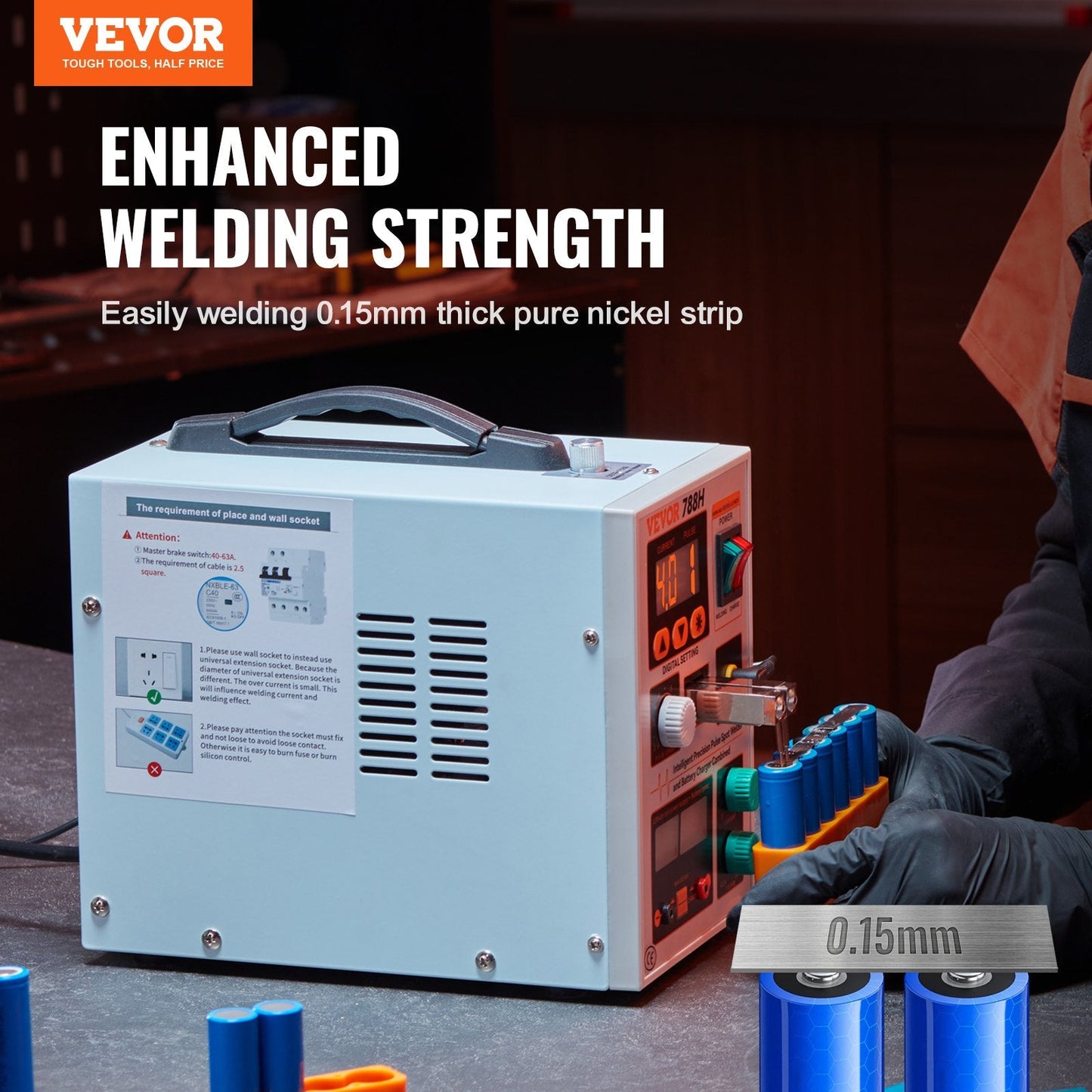 Dual Mode Pulse Spot Welder & Battery Charger, 2.8KW, 0.15mm Thickness