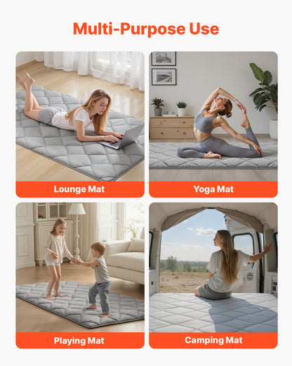 Japanese Tatami Mat, Twin Size Foldable Japanese Tatami Mattress, Futon Mattress with Storage Bag & Fastener, 9-Layer Floor Mat for Sleeping, Dorm, Meditation, Yoga, 2032 x 991 x 63.5 mm, Gray
