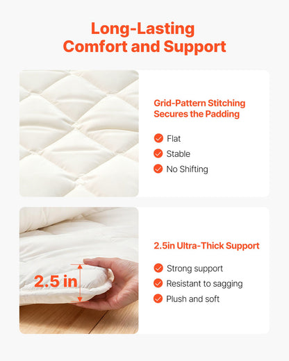Japanese Tatami Mat, Twin Size Foldable Japanese Tatami Mattress, Futon Mattress with Storage Bag & Fastener, 9-Layer Floor Mat for Sleeping, Dorm, Meditation, Yoga, 2032 x 991 x 63.5 mm, White