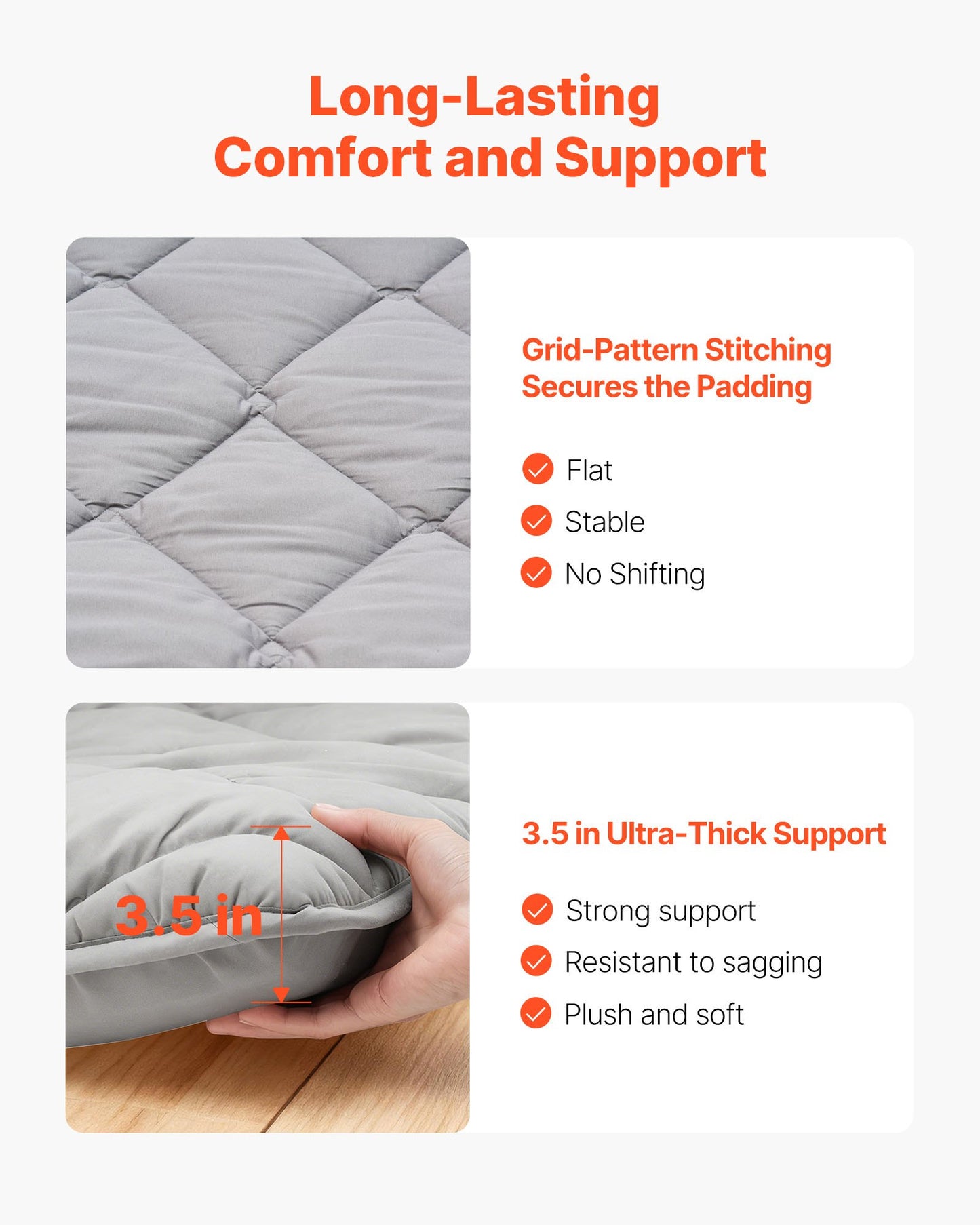 Japanese Tatami Mat, Full Size Foldable Japanese Tatami Mattress, Futon Mattress with Storage Bag & Fastener, 9-Layer Floor Mat for Sleeping, Dorm, Meditation, Yoga, 2032 x 1372 x 89 mm, Gray
