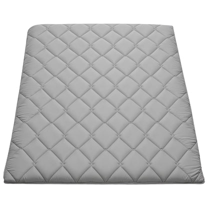 Japanese Tatami Mat, Full Size Foldable Japanese Tatami Mattress, Futon Mattress with Storage Bag & Fastener, 9-Layer Floor Mat for Sleeping, Dorm, Meditation, Yoga, 2032 x 1372 x 89 mm, Gray