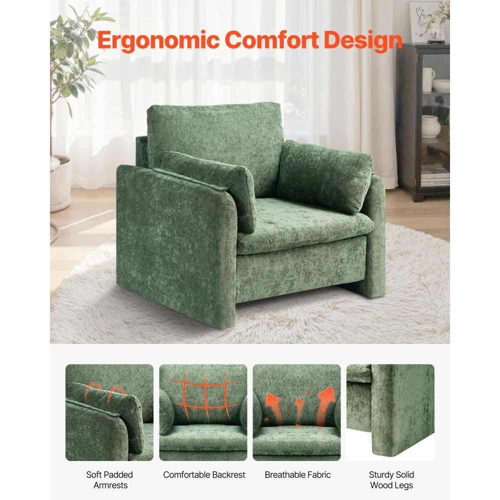 VEVOR Green Accent Chair with Armrests Single Fabric Armchair for Home Office