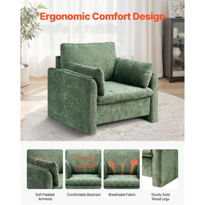 VEVOR Green Accent Chair with Armrests Single Fabric Armchair for Home Office