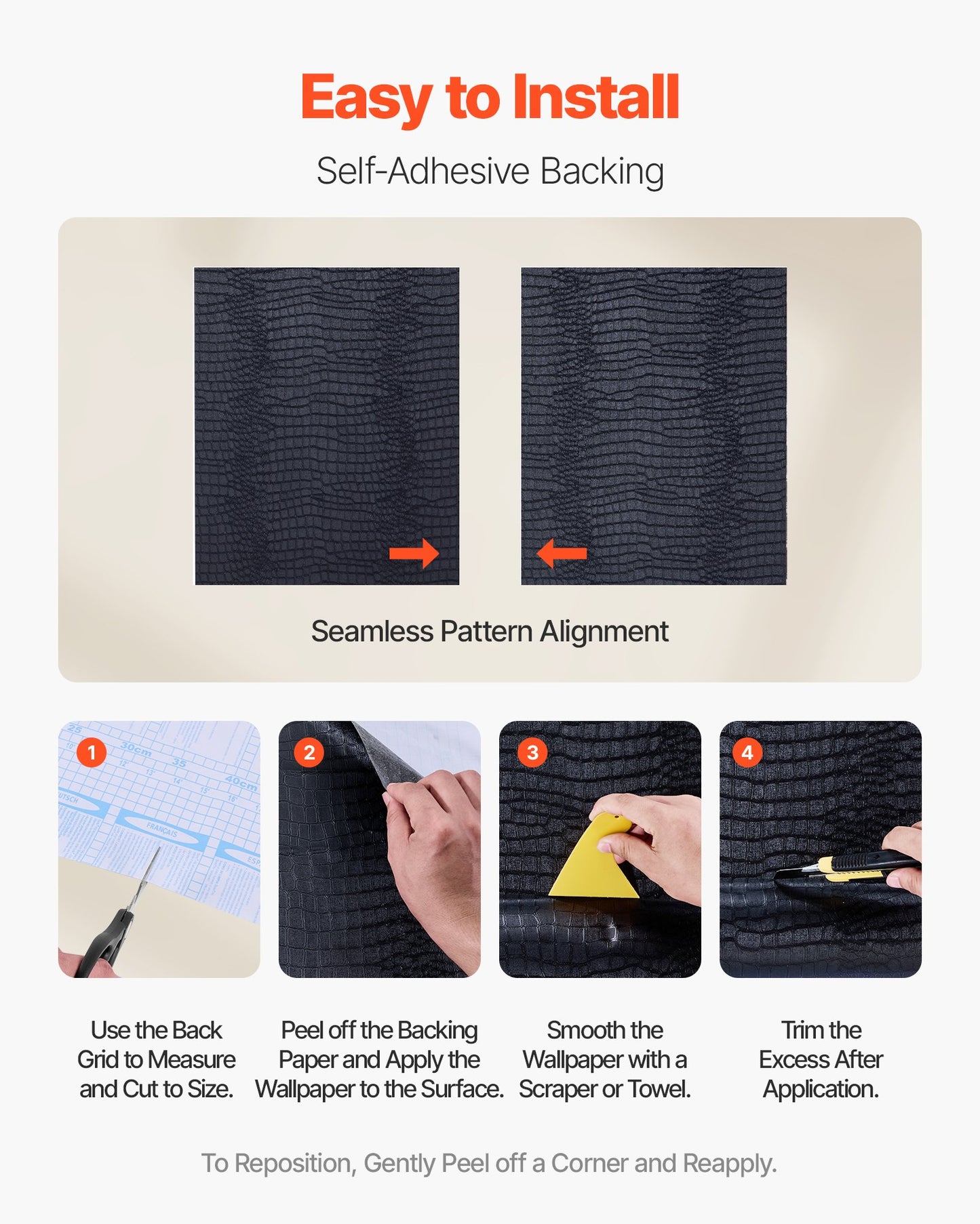 Peel and Stick Wallpaper, 40cm x 10m Contact Paper Black Cracked Texture Waterpoof Self Adhesive, Easy to Clean & Peel Wall Decorative Vinyl Roll for Bedroom Kitchen Office Bathroom