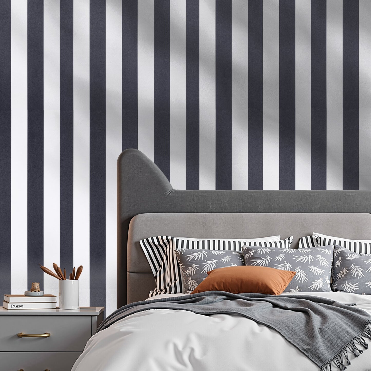 Peel and Stick Wallpaper, 45cm x 15m Contact Paper Black White Modern Geometric Waterpoof Self Adhesive, Easy to Clean Wall Decorative Vinyl Roll for Bedroom Kitchen Office Bathroom